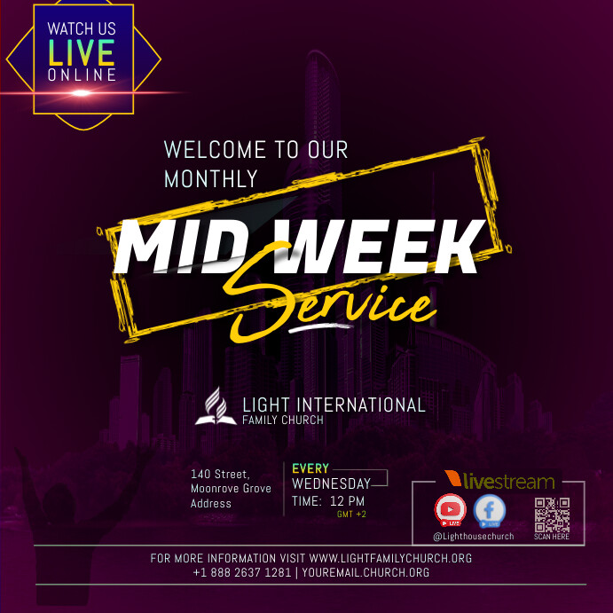 Church Midweek Service Flyer Template | PosterMyWall