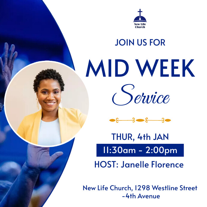 Church midweek service flyer poster template | PosterMyWall