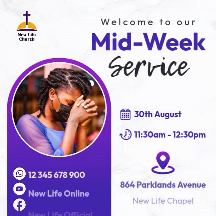 Church midweek service video flyer Template | PosterMyWall
