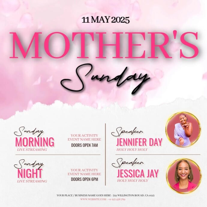 Church Mother's day event design template Kwadrat (1:1)