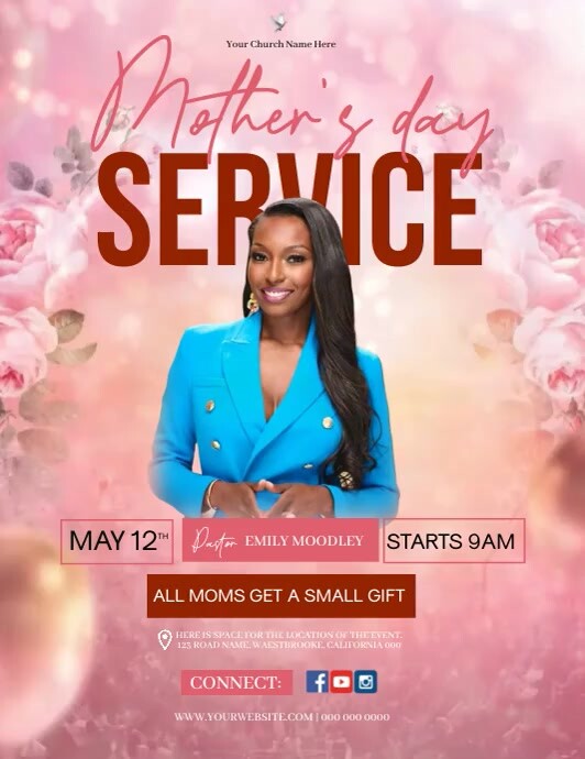 CHURCH MOTHER'S DAY SERVICE SERMON TEMPLATE Flyer (US Letter)