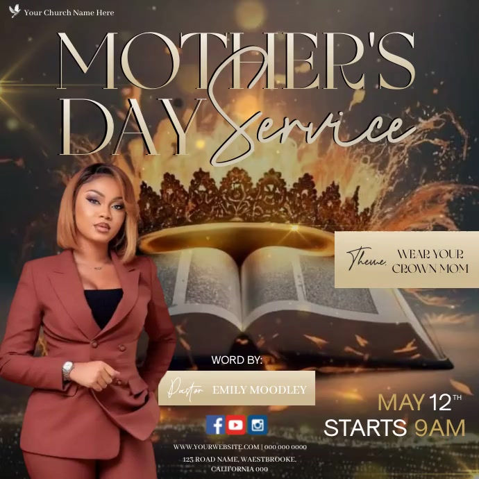 CHURCH MOTHER'S DAY SERVICE SERMON TEMPLATE Kwadrat (1:1)