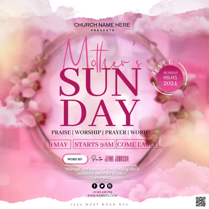 church MOTHER'S DAY sunday square template | PosterMyWall
