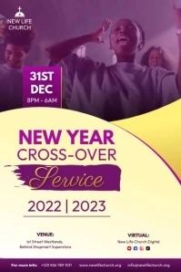 Church New Year Cross over Service Poster template