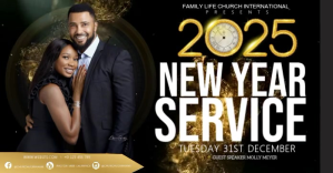 Hitam New Year Church Service Facebook Shared Image Template