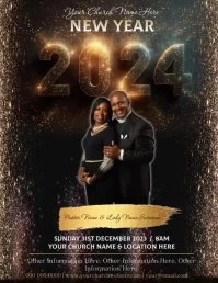 church new year service poster template 2024 Flyer (US Letter)