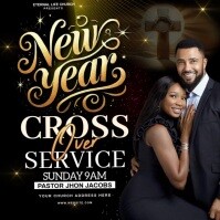 Schwarz New Year Church Service Square Template
