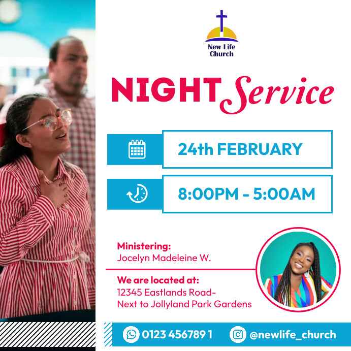 Church Night Service Flyer Template Instagram Post