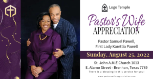 Church pastor's wife appreciation day banner Immagine condivisa di Facebook template