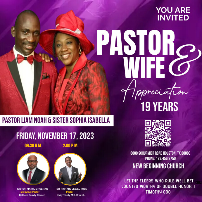 Church pastor's wife appreciation day , churc Square (1:1) template