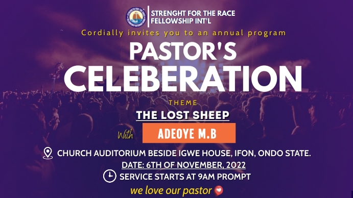 Church Pastor Appreciation Flyer (1) Digital Display (16:9) template