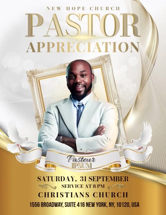 Church Pastor Appreciation Flyer Folheto (US Letter) template