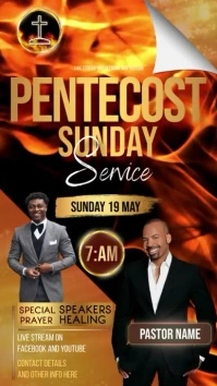 church pentecost sunday service fire template Instagram Story