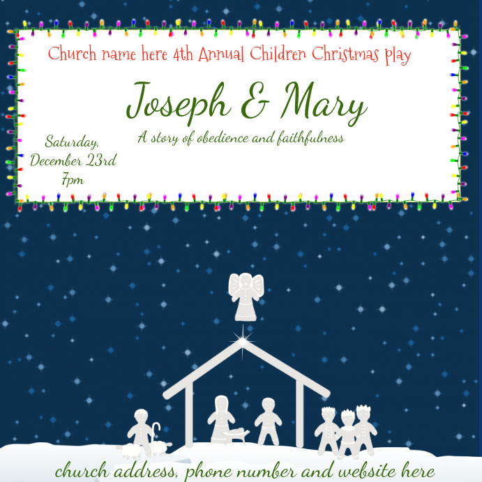 Church play flyer Instagram Post template