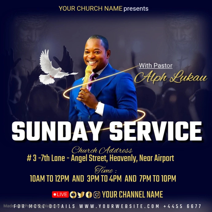 Copy of church poster, sunday service,worship,poster, PosterMyWall