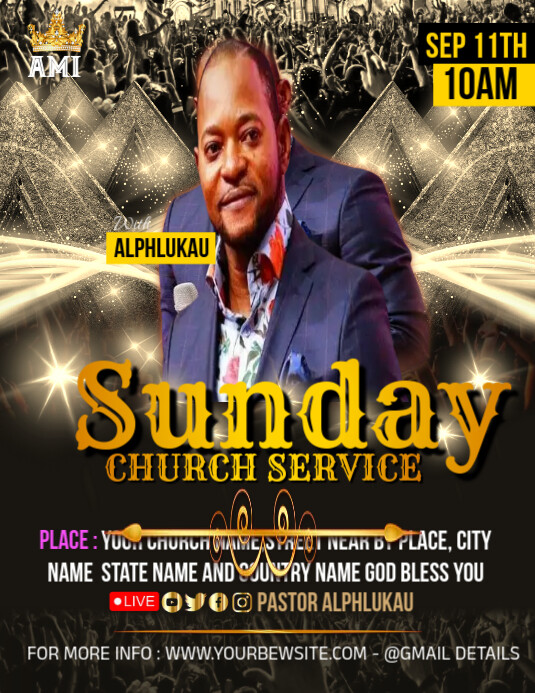 church poster, sunday service,worship,poster Template | PosterMyWall