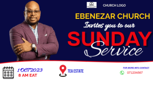 CHURCH POSTER, SUNDAY SERVICE Tampilan Digital (16:9) template