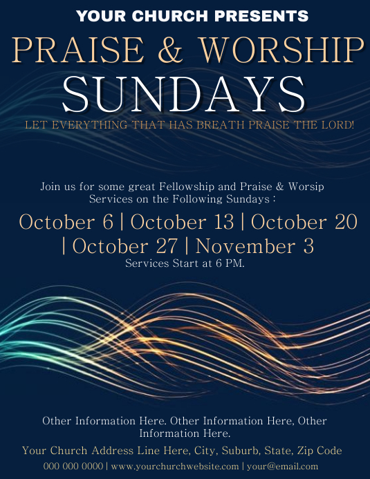 Praise Events Copy of Church Praise & Worship Events Template | PosterMyWall