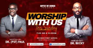 Czerwony Church Worship Event Facebook Ad Template