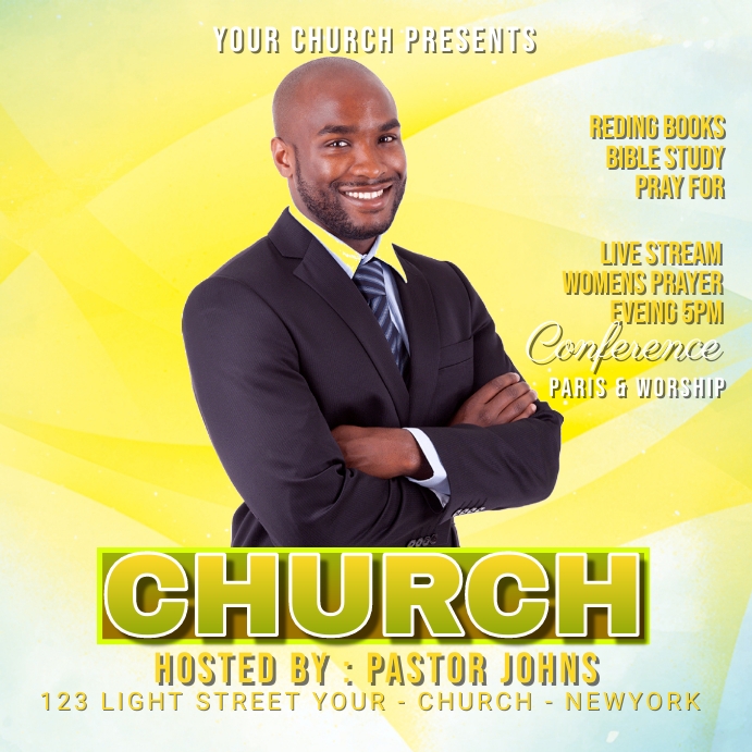 Church Praise & Worship Service Wpis na Instagrama template