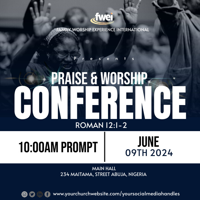 Praise Events Church praise and worship conference event fl Template | PosterMyWall