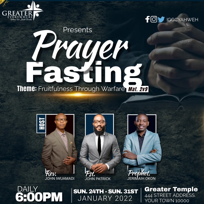 CHURCH prayer and fasting (8) Template | PosterMyWall