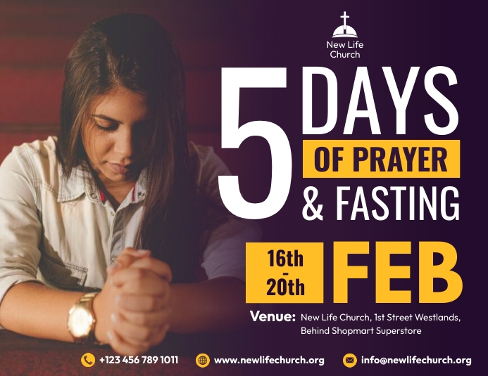Church Prayer and fasting Poster design Folheto (US Letter) template
