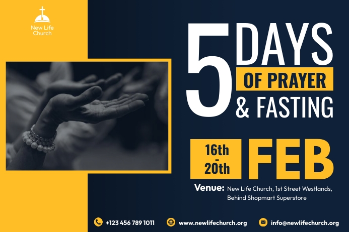 Church Prayer and fasting Poster design Cartaz template