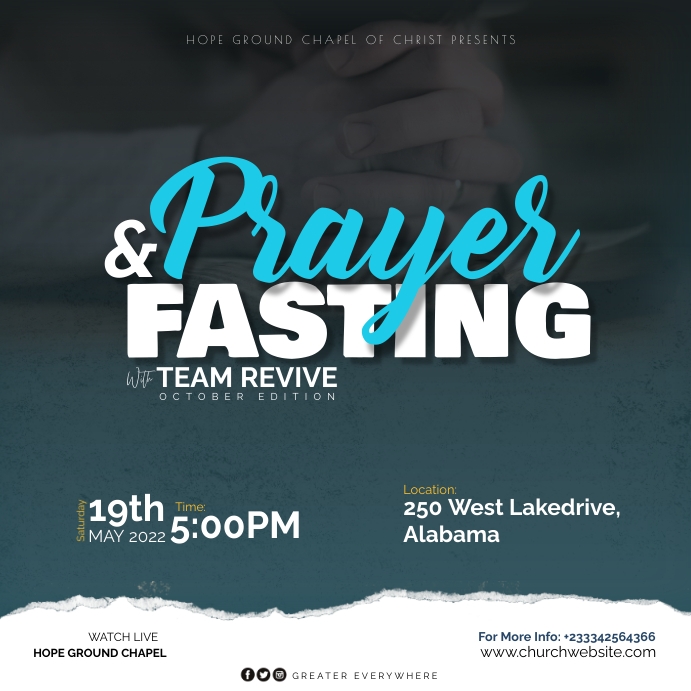 CHURCH PRAYER EVENT FLYER Instagram Plasing template