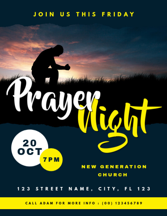 Church Prayer Night Flyer Template PosterMyWall