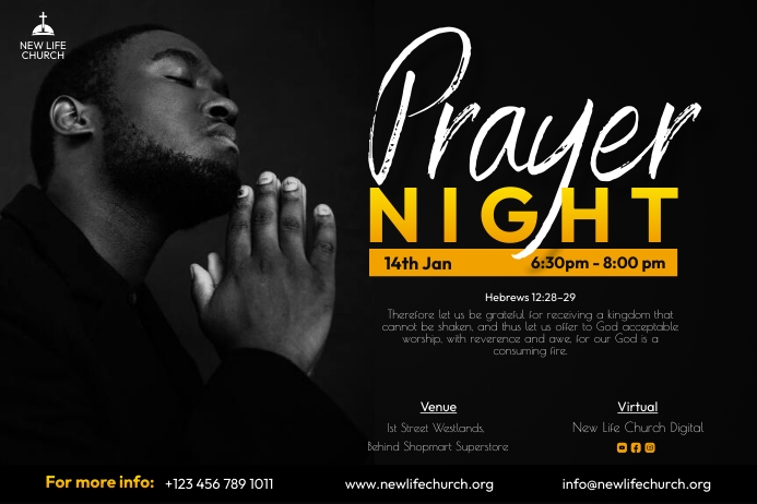 Church Prayer night poster design template