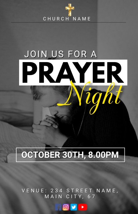 church prayer night poster Template Tabloid