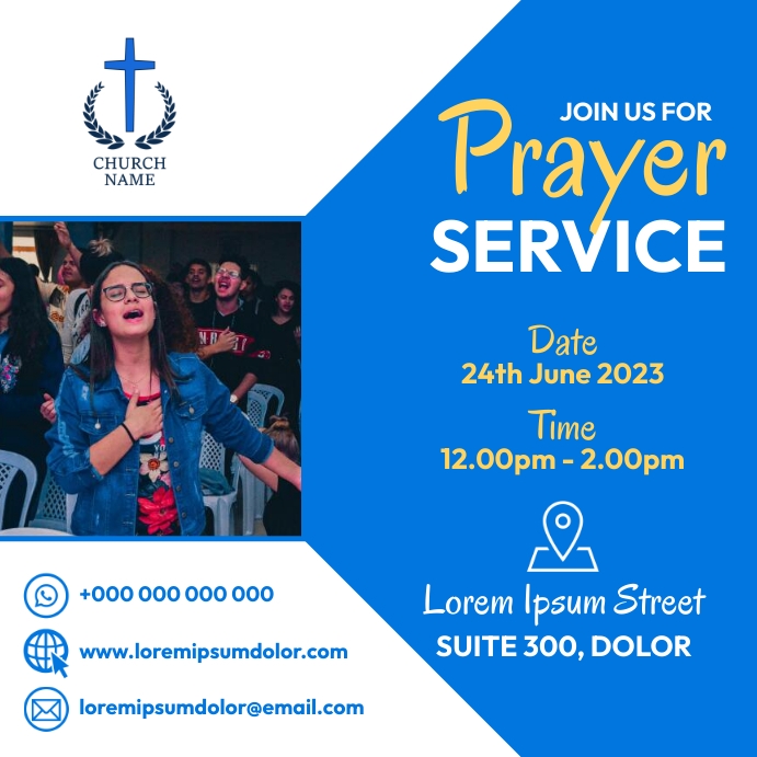 Church prayer service Instagram Post template