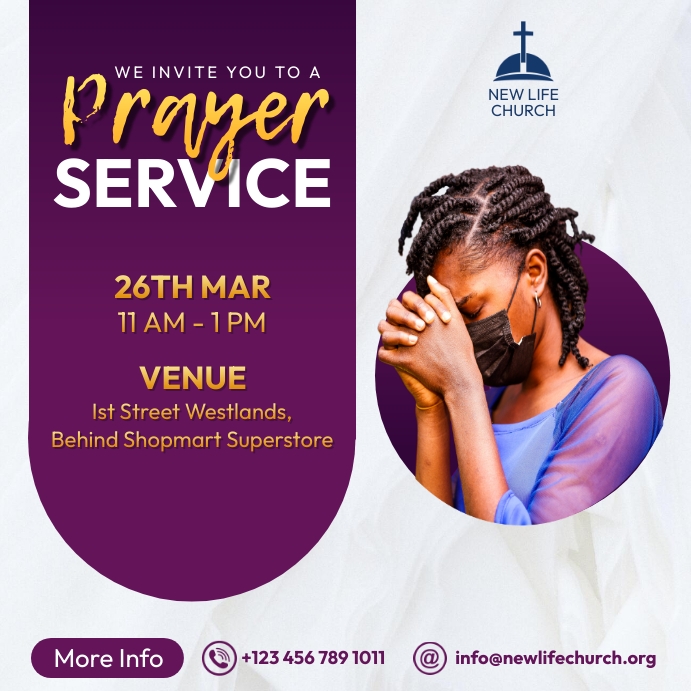 Church Prayer Service invitation flyer Template | PosterMyWall