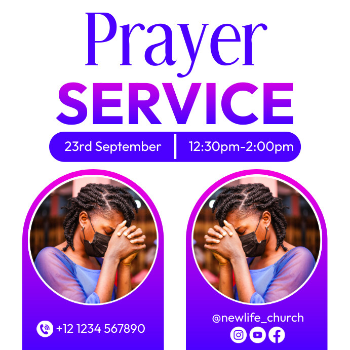 church prayer service templates Instagram Post