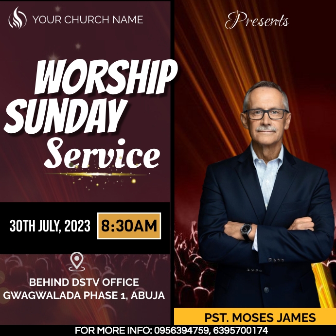 Church programme flyer Square (1:1) template
