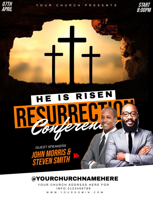 Small Church Resurrection Program Church Resurrection flyer Template | PosterMyWall