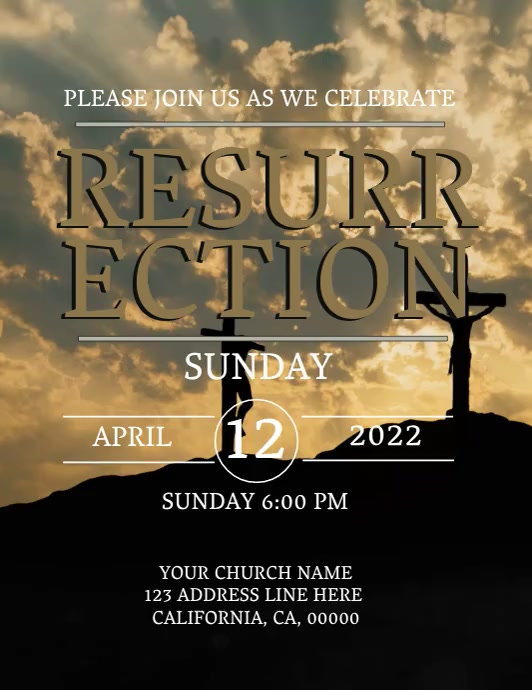 Church Resurrection Sunday Flyer Template Løbeseddel (US Letter)