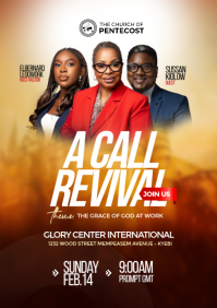 棕色 Church Revival Event A4 Template