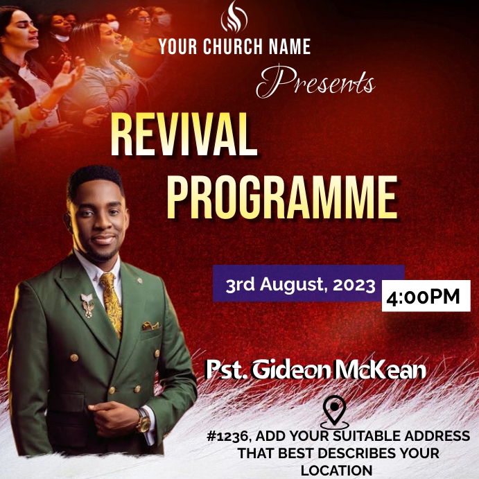 Church revival invitation flyer Square (1:1) template