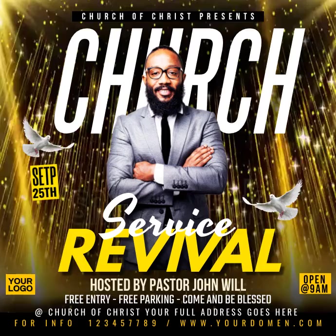 Church revival service Instagram Plasing template