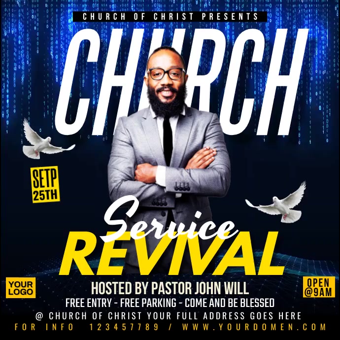 Church revival service Instagram Post template