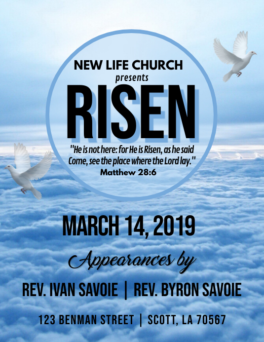 Copy of CHURCH RISEN FLYER TEMPLATE | PosterMyWall