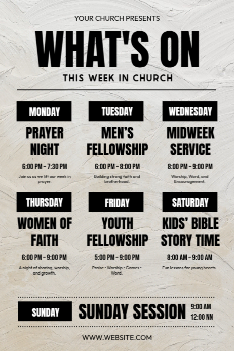 Copy of Church Schedule for the Week | PosterMyWall