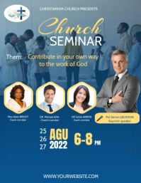 Blå Church Seminar Flyer Template