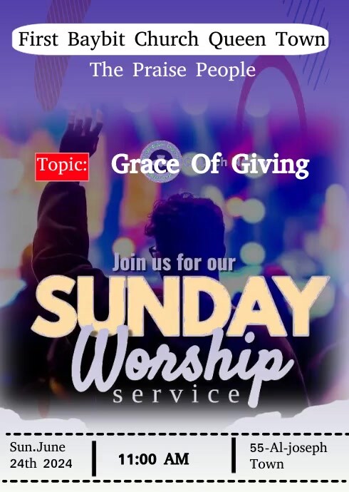 church Service,Sunday Service,Worship A6 template