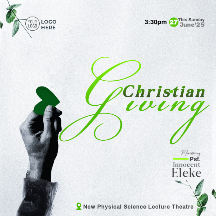 CHURCH SERVICE & Professional Event FLYER - CHRISTIAN GIVING Instagram Post template