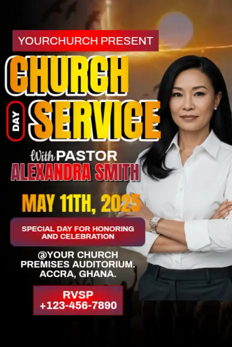 Church Service Day with Pastor Template | PosterMyWall