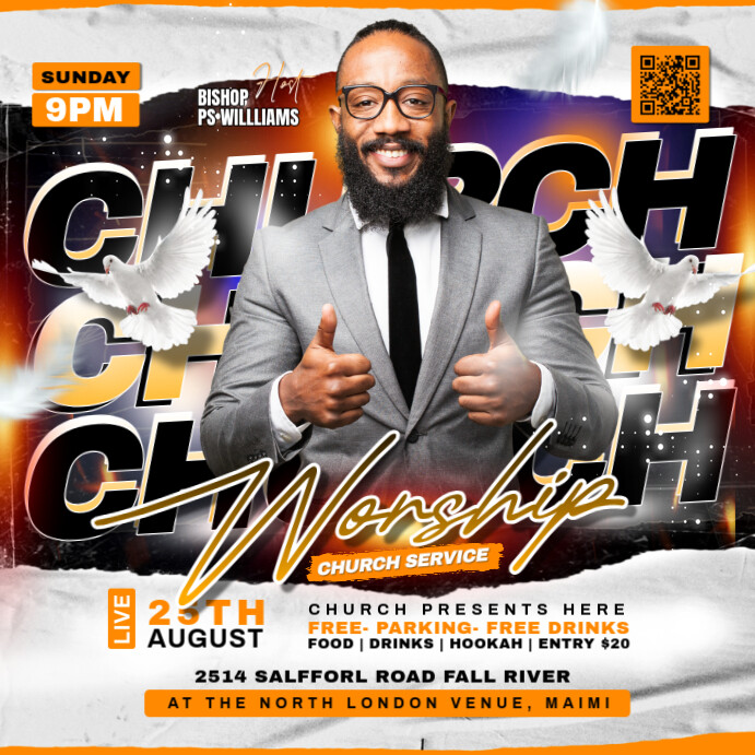 CHURCH SERVICE Post Instagram template
