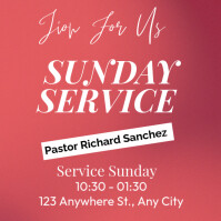 สีแดง Church Service Instagram Post Template